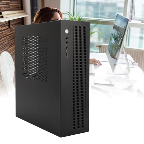 Gabinete para PC pequeño MATX ITX, con ventilador de enfriamiento USB 2.0, soporte para SSD y HDD, placa de acero, diseño compacto para juegos miniatura 6