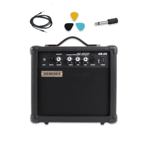 Amplificador de bajo eléctrico para guitarra de 20 W, amplificador de bajo de color negro, graves medios...