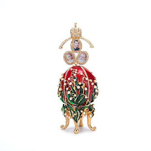 QIFU Vintage Lily of The Valley Easter Egg Style Enameled