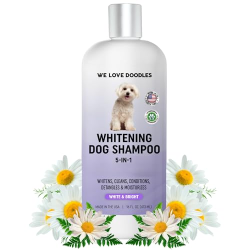 Whitening Dog Shampoo | Made in USA | Brightening Dogs Fur | White & Bright Hair | Removes Stains & Discoloration [We Love Doodles]