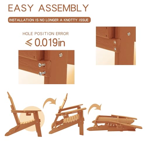 Plawdlik Folding Adirondack Chair,Sgs Tested,Wooden Textured With Cup Holder,Widened Heavy All-Weather Hdpe Comfortable Seating For Ourdoor Teak thumb #3