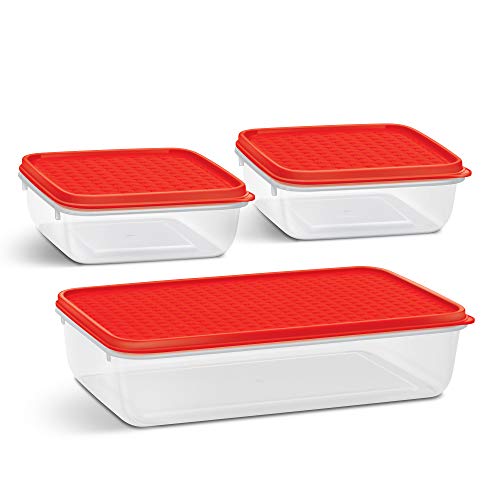 Milton Flat Max Mini Storage Containers, Set of 3, Red