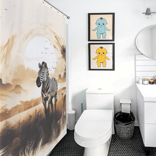 Rideau de douche zèbre imperméable en polyester 152x183cm avec 12 crochets - 3