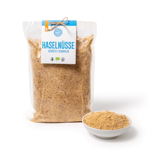 PAKKA Bio Haselnüsse Mehl, nature, gerieben und geröstet, 1kg, gemahlen, Haselnussmehl Öko & Fair, direkt hergestellt und abgefüllt vom Produzenten in Sugdidi, Georgien, vegan 1000g (1er Pack)
