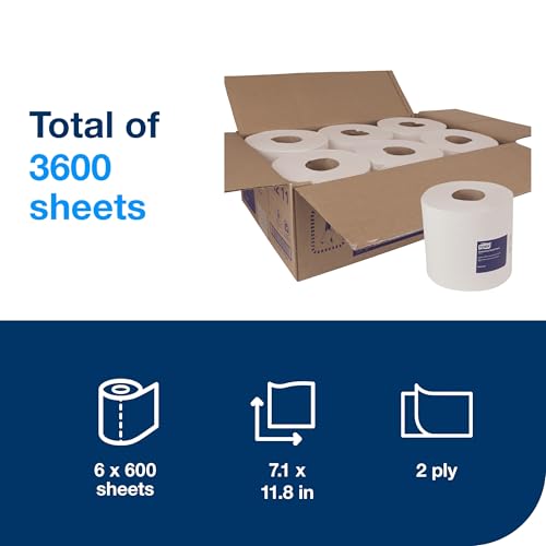 Image of Tork Soft Centerfeed Hand Towel White M2, 100% Recycled, 6 x 600 Towels, 121211