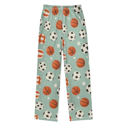 Sports Balls Pattern Pajama Pants Lounge Sleep Pants Elastic Waist Long Pajama Bottoms with Pockets for 6-14 Years2