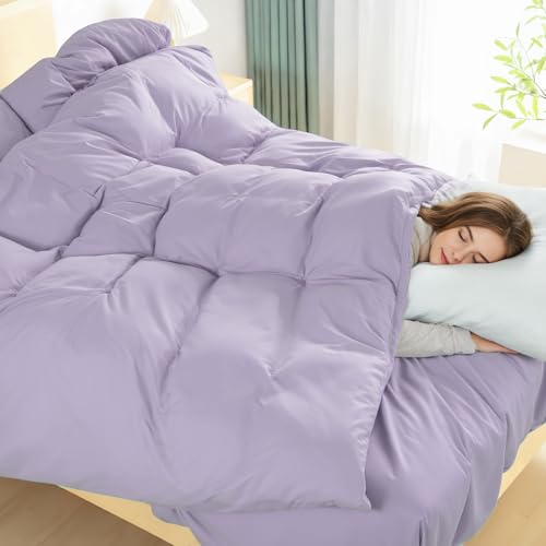 Image of NEXHOME PRO Duvet Cover Full,3 Pieces Duvet Cover Set, Soft and Lightweight 100% Washed Microfiber Comforter Cover Set for All Season(Lavender,80 x 90)-No Comforter