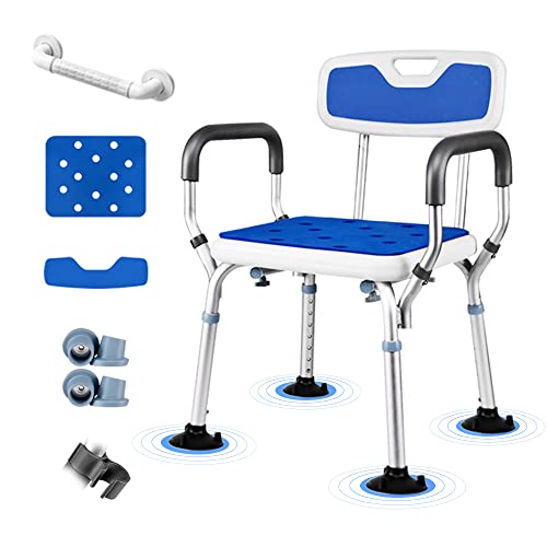 Silla de ducha resistente con brazos y respaldo para ducha interior, taburete de ducha para personas mayores para cabina de ducha, bancos de transferencia de bañera para bañeras, asiento de baño