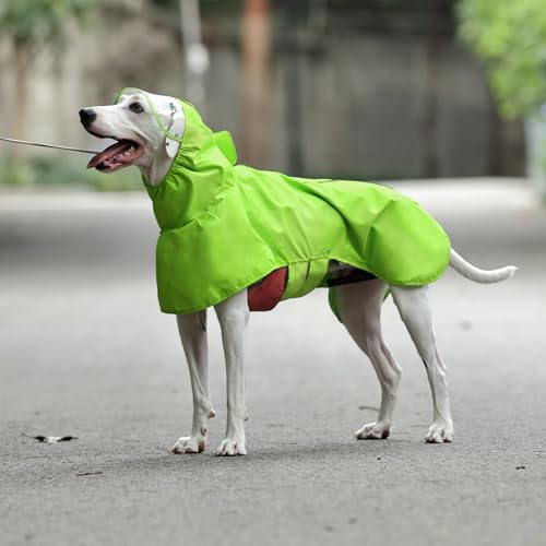 Kuoser Dog Raincoat, Waterproof Dog Jacket with Hood, Reflective Pet Rain Coat for Small Medium Large Dogs, Adjustable Lightweight Puppy Rain Gear for Outdoor Protection & Night Walks