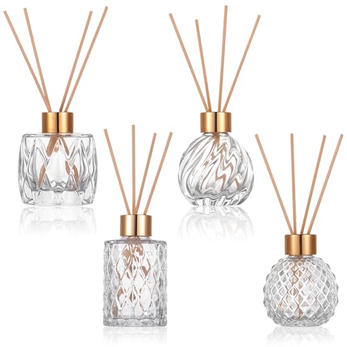 4 Piece Reed Diffuser Set, 3.5-4.2oz Empty Bottles and 20