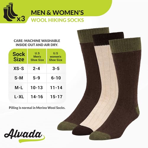 Alvada 暖かいサーマルウールソックス 冬用吸湿性と通気性の快適なブーツソックス