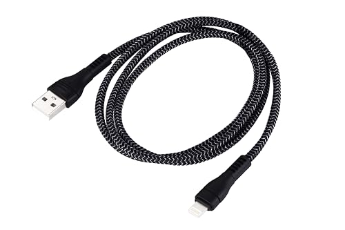 Image of Nextech Braided USB to Lightning 3.6A Fast Charging and Data Sync Cable | 480Mbps Transfer | Compatible for iPhone 14, 13, 12, 11, iPad Air, Pro, Mini | Durable Apple Charging Cable (Black, 1M)