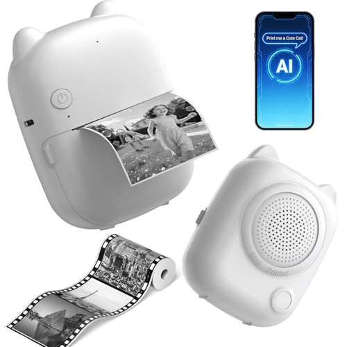 Printy AI サーマルプリンター ミニ 携帯プリンター インクレス 感熱式 充電対応 コンパクト 用紙同梱 日本語説明書付き