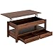 Rolanstar Coffee Table, Lift Top Coffee Table with Drawers and Hidden Compartment, Retro Central Table with Wooden Lift Tabletop, for Living Room,Espresso