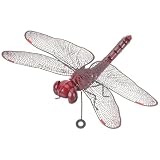STOBAZA Decoración de Pared Libélula Metálica Roja Arte Mural Creativo para Salón Balcón y Jardín Adorno Colgante Resistente para Interiores y Exteriores