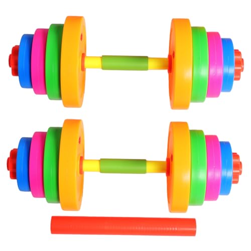 HEMOTON 2 Piezas Juguetes Con Mancuernas Pretender Mancuernas De Fitness Para Barra De Gimnasio Para Gimnasia Jugar Mancuernas De Entrenamiento Para Pequeño El Plastico