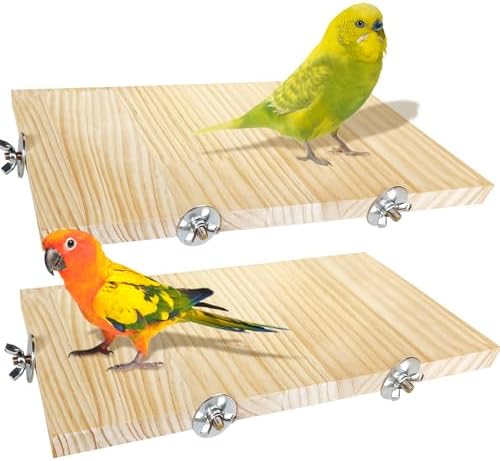 Bird Perch for Large Parrot Cages: Are These the Game Changers? 8 Arfubye 2PCS 13.8x7.9 inches Large Bird Perch Stand Wooden Parakeet Stand Platform Parrot Cage Accessories Rectangle Corner Stand Perch Shelf for Budgie Cockatiel Conure Macaw African Grey Chinchilla