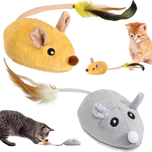 YOUYIKE 2 Stück Katzenspielzeug Selbstbeschäftigung Elektrisch Maus, Elektrische Spielmaus für Katzen, Interaktives Katzenspielzeug Maus mit...