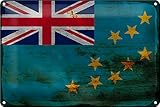 FEMER Blechschild Flagge Tuvalu 30x20cm Flag of Tuvalu Rost