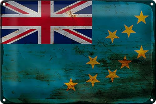FEMER Blechschild Flagge Tuvalu 30x20cm Flag of Tuvalu Rost