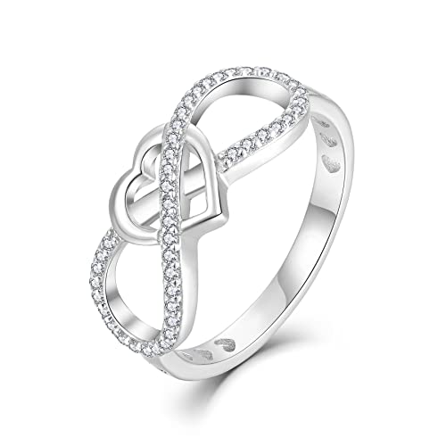 Starchenie Anillo de Corazón Infinito 925 de Promesa de Nodo de Amor de Plata Esterlina para Mujeres