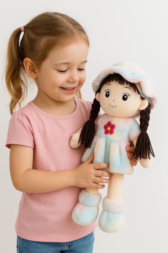 Image of Soft Hat Doll for Kids 60 cm | Cute Plush Rag Doll with Cap & Braided Hair | Washable Stuffed Soft Toy for Girls & Boys | Birthday Gift | Multicolor