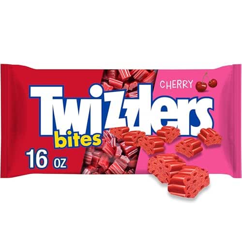 TWIZZLERS Bites Cherry Flavored Licorice Style, Chewy Candy Bag, 16