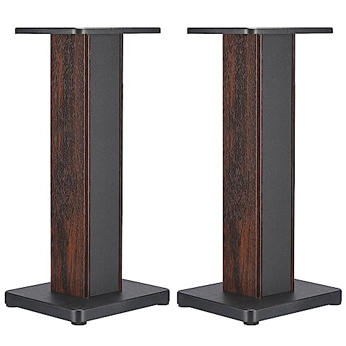 MECCANIXITY Wood Grain Speaker Stands 1 Pair 23.6 Inch (60cm) Universal Speaker Stand Hollowed Stands Enhanced Audio Listening for Home Theaters Cinema