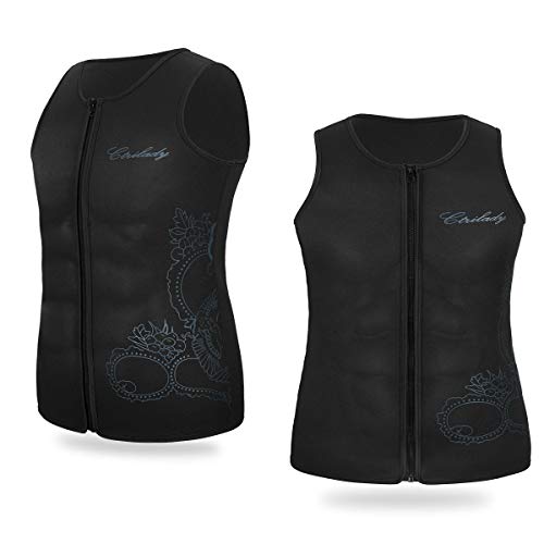 image for Ctrilady Men’s Wetsuit Top Neoprene Vest with Front Zipper, UV Prote
