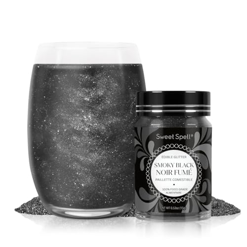 Sweet Spell Edible Glitter (15g) - Shimmer Sparkles for Drinks, Cakes, Cocktails - 100% Edible & Food Grade Glitter, Vegan, Gluten-Free (Black)
