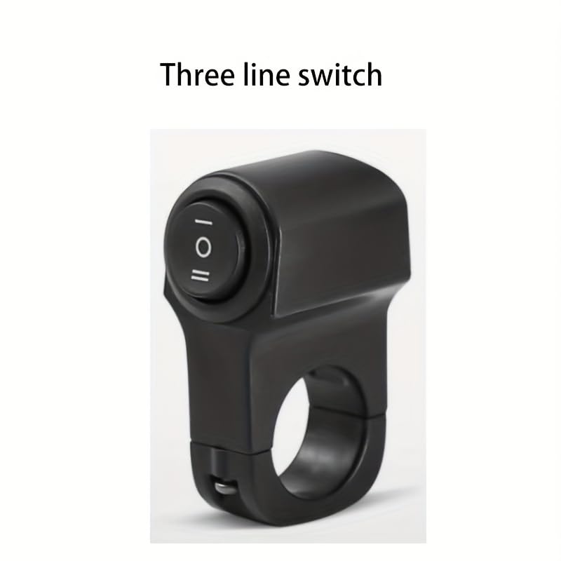 Universal Motorcycle Handlebar Light Switch, 12V/24V Headlight and Spotlight Dual Control Button, Triple Line Switch for ATV, Scooter, Off-Road Bike (1 Pack)