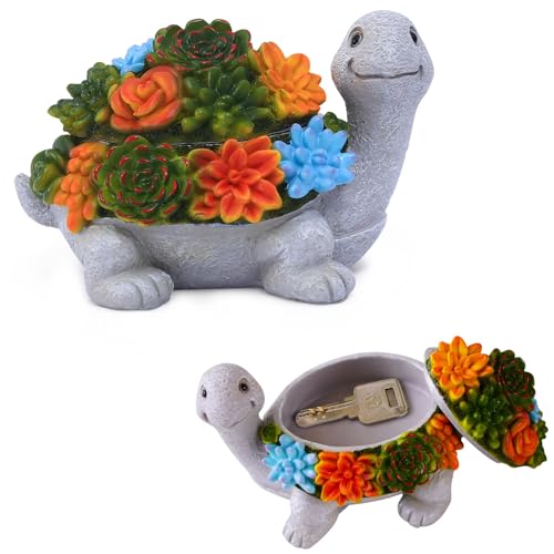 Fashionoda Outdoor Turtle Key Hider Statue - Cute Succulent Turtle