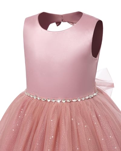Flower Girl Dresses for Wedding Puffy Satin Tulle Princess Pageant Dress for Girls Crew Neck Tulle Bow Prom Ball Gowns4