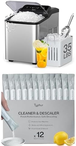 Typhur Fast Nugget Ice Maker Countertop with Self-Cleaning Pump + Typhur Ice Maker Cleaner & Descaler 12 Pack