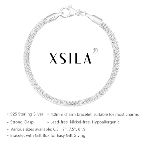 Charm Bracelet for Women 4mm Dainty 925 Sterling Silver Chain Bracelet Jewelry Gift for Her3