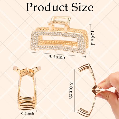 2 Piezas Pinzas para el Cabello con Rhinestones Cuadrados miniatura 3