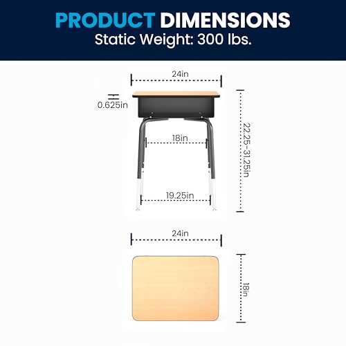 Image of Flash Furniture Metal Student Desk with Open Book Box, Natural | Durable Construction, Commercial Use