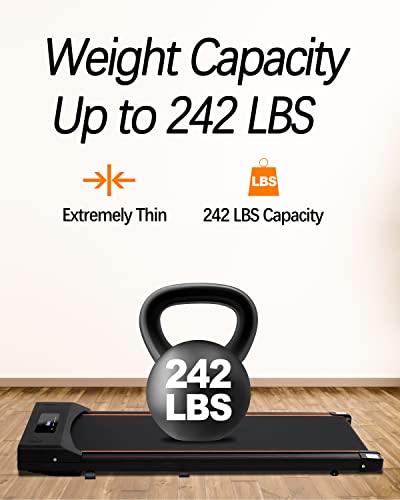 TODO Under Desk Treadmill Electric Portable Walkstation Installation Free for Home Office Use, Slim Flat and LED Display, Walking Jogging with Remote Control