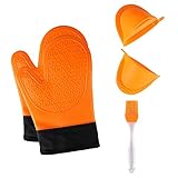 Grip Antideslizante y Superficie Impermeable - Cada uno de nuestros guantes de silicona viene con superficie con patrón para reducir el riesgo de accidentes. No vuelva a preocuparse por deslizamiento de platos, sartenes calientes o hornos de vapor, le permite trabajar con alimentos en agua caliente o aceite
