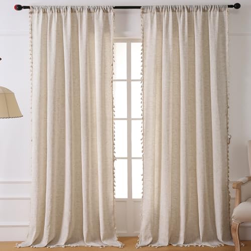 KnSam rideaux effet lin texturé beige avec passants discrets - 2