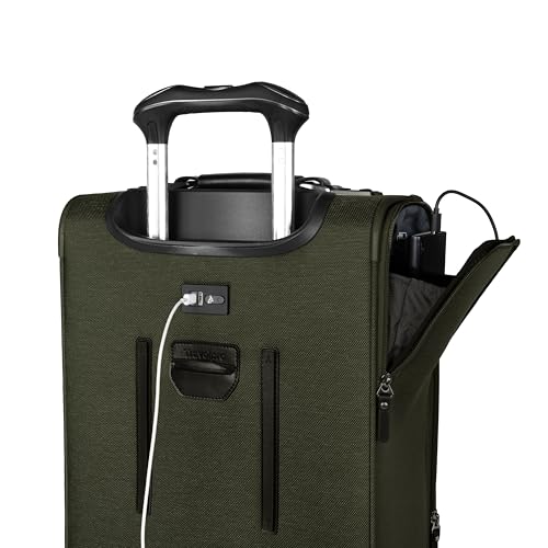 Image of Travelpro Platinum Elite Softside Expandable Luggage, 8 Wheel Spinner Suitcase, TSA Lock, Men and Women, Pilot Green, 2-Piece Set (21 /25)