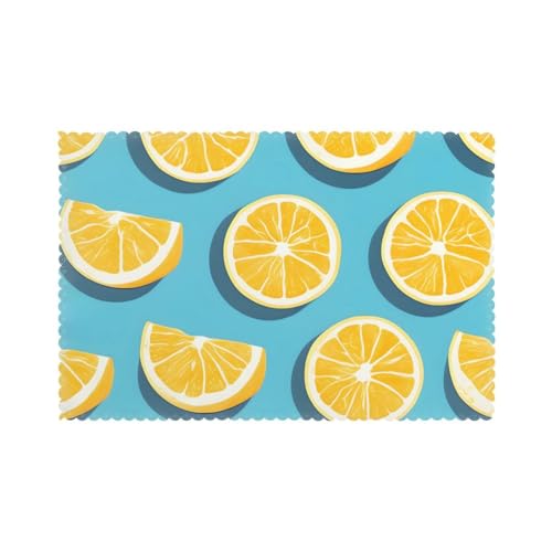 Juego de 6 manteles individuales para mesa de comedor WHJSHOP con diseño de cuñas de limón para hotel, banquete familiar