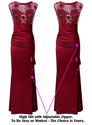 Image of VFSHOW Womens Formal Ruched Ruffles Evening Prom Wedding Party Maxi Dress