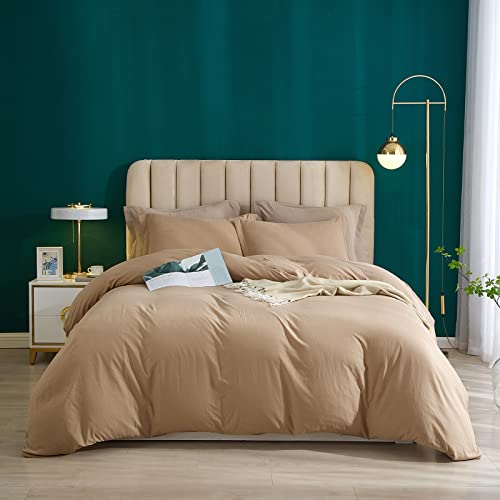 Lifetb Camel Duvet Cover Twin Soft Washed Microfiber Bedding Sets Boho Style Camel Comforter Cover Soft 3 Piece Camel Bedding Sets 1 Twin Duvet Cover With 2 Pillowcases Twin Bedding Sets cover
