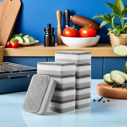 Image of 10 Pack Kitchen Dish Sponges 4.33X2.75X1.37 Inches - Multi-Purpose Water Absorbing Scrubbing Sponges for Dishwashing Pots Sinks and Kitchen Cleaning