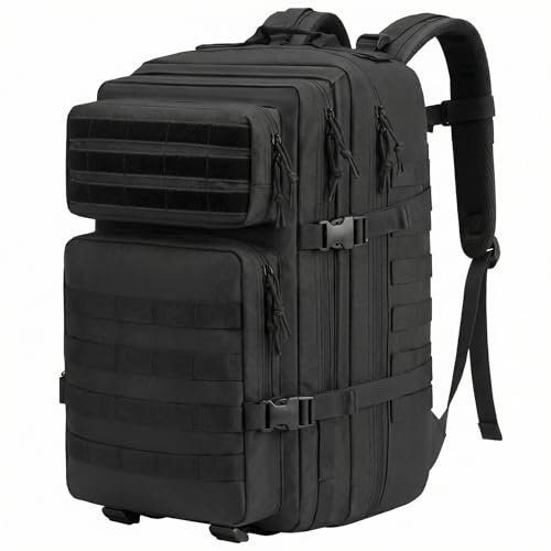 QWORK® Mochila Táctica, Mochila Tactica 45L Militar, Mochila Gran Capacidad, 900D Oxford Mochila Supervivencia, para Senderismo