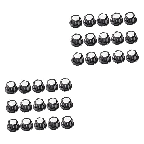 Hoement 2セット ポテンショメータノブキット 6mm キャップ ローレットシャフト 回転ノブ オーディオデバイス ボリュームコントロールノブ ブラック A01 Wh118 Wx050 交換用 15個*2
