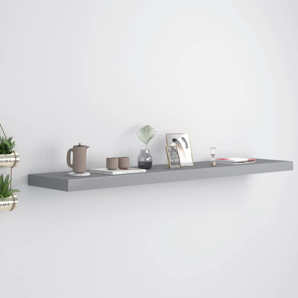 YUANCHUTOP Floating Shelves, Grey Wall Mounted Shelf with Invisible Brackets Book Plant Display Rack Storage for Bathroom Living Room Bedroom Entryway Hallway, 120cm
