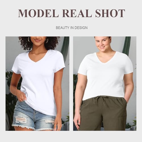 Women's Regular-Fit V-Neck T-Shirts - Soft Short-Sleeve Tees Multipack, Casual & Everyday Wear3