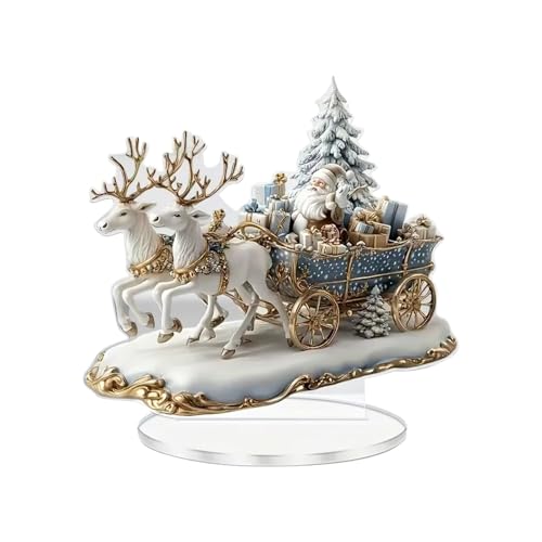 Acryl Tischschild Dekoration,2D Flacher Weihnachtsmann Schlitten Acryl...